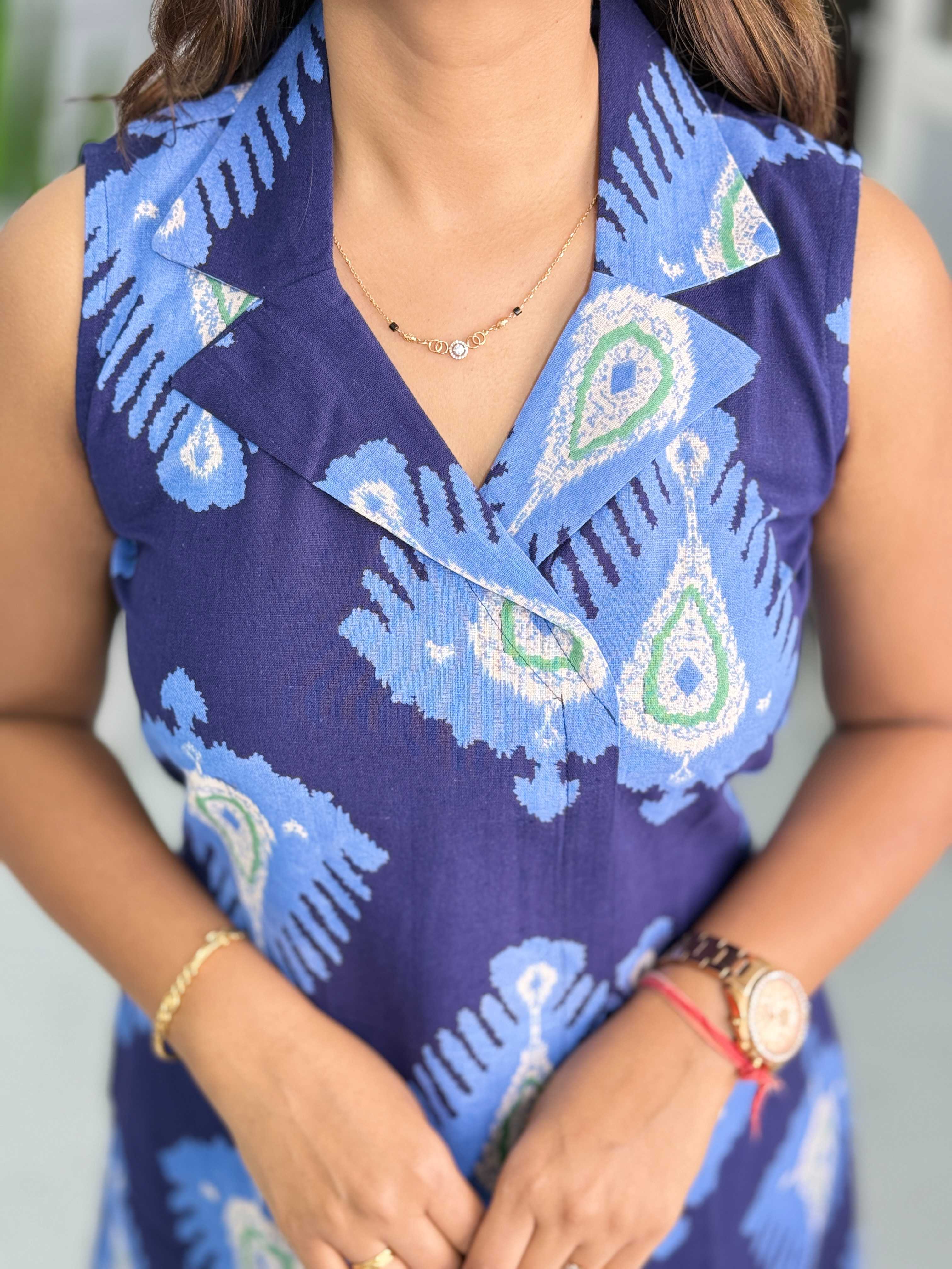 One Piece Short Blue (Blazer Neck) - Image 4